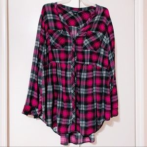 Torrid plaid purple pink challis babydoll tunic